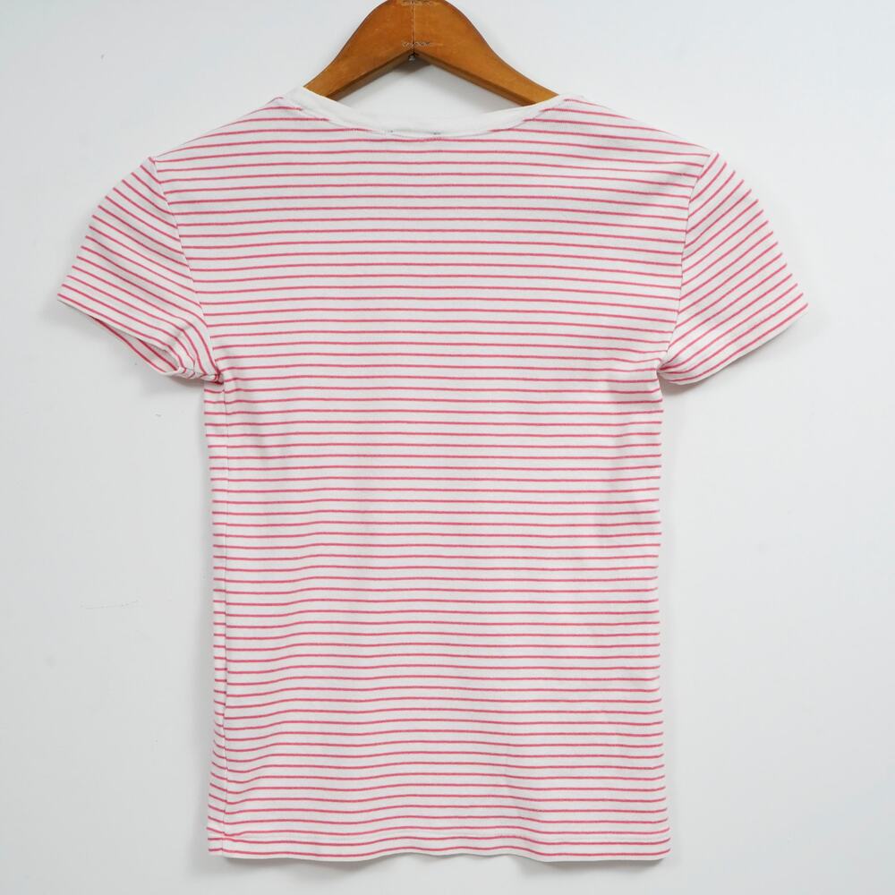 Polo Ralph Lauren Women's XS Pink White Striped T-Shirt Tee Pony Logo - Picture 2 of 7